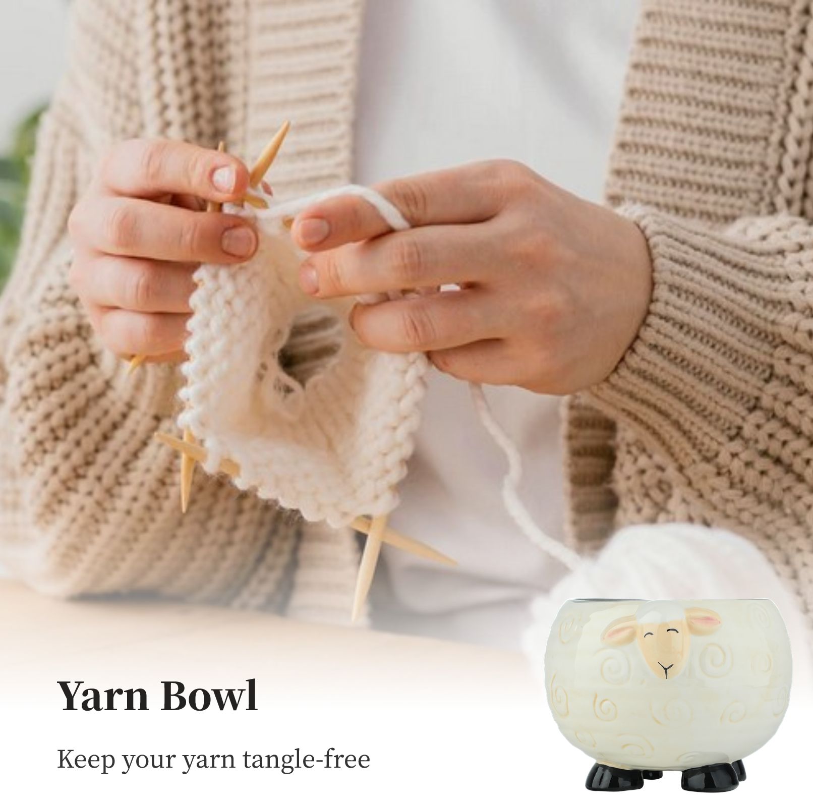 Yarn Bowl for Crocheting Lovely Sheep Shaped Ceramic Yarn Bowl Holder  Crochet Knitting Bowl for Needlecraft 6x4 